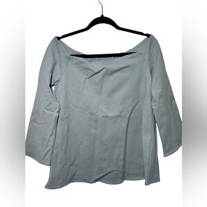 Tuckernuck Miranda Off The Shoulder Blouse Slate Blue‎ Long Sleeve Preppy Size M